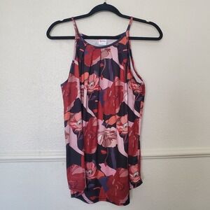 WIHOLL Women's Large Floral Sleeveless Tank Top Blouse High Neck Pullover